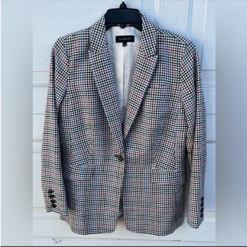 Women's Talbots plaid one button blazer/jacket size 6